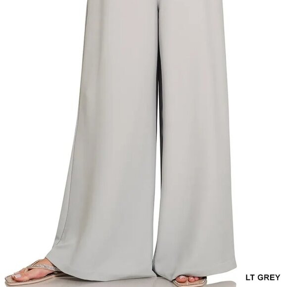 Zenana Relaxed Fit Elastic Waisted Wide Leg Pants - Picture 2 of 5